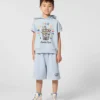 Bermudashorts med broderi ”Happy Sweet” i frotté