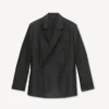 Blazer med spetsig krage i ny ull och siden
