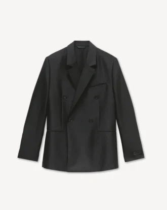Blazer med spetsig krage i ny ull och siden
