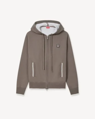 ’Boke Flower 2.0’ broderad hoodie med dragkedja i bomull och ull