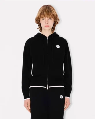 ’Boke Flower 2.0’ broderad hoodie med dragkedja i bomull och ull