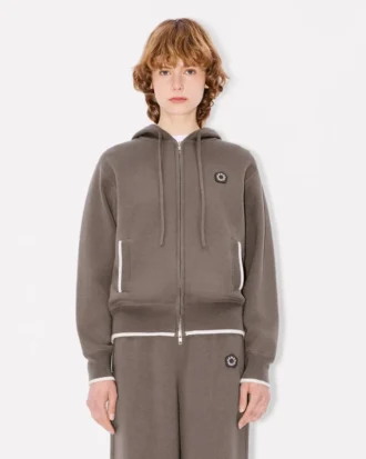 ’Boke Flower 2.0’ broderad hoodie med dragkedja i bomull och ull