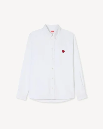 ”Boke Flower” broderad casualskjorta i bomulls-oxford