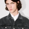 Boke Flower-broderad truckerjacka i japansk denim Boke Flower-broderad truckerjacka i japansk denim