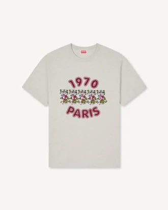 Brodad, lös T-shirt i bomull med ”Kenzo Wild Tiger” Brodad, lös T-shirt i bomull med ”Kenzo Wild Tiger”