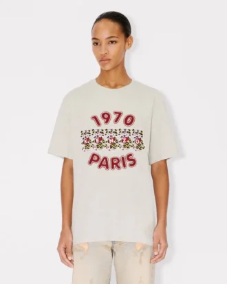Brodad, lös T-shirt i bomull med ”Kenzo Wild Tiger” Brodad, lös T-shirt i bomull med ”Kenzo Wild Tiger”