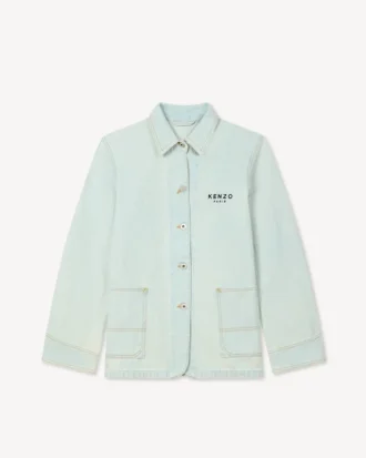Broderad arbetsjacka i japansk denim med ”Boke Flower”-motiv