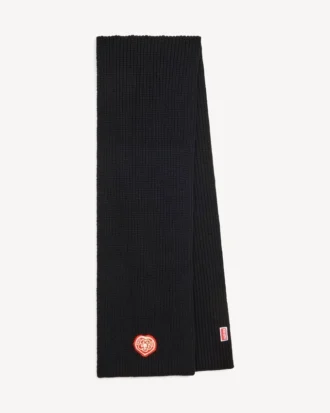 Broderad halsduk i ull och bomull med ”Kenzo Boke Heart”-motiv