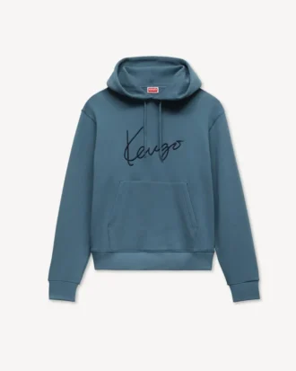 Broderad hoodie i bomull med ’Kenzo Signature’