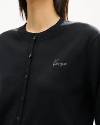 Broderad kofta i merinoull med ”Kenzo Signature”-signatur