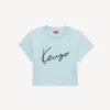 Broderad kort T-shirt i bomull med ”Kenzo Signature”