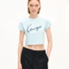 Broderad kort T-shirt i bomull med ”Kenzo Signature”