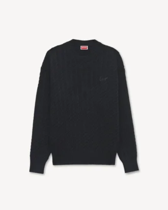 Broderad stickad tröja med ”Kenzo Signature”