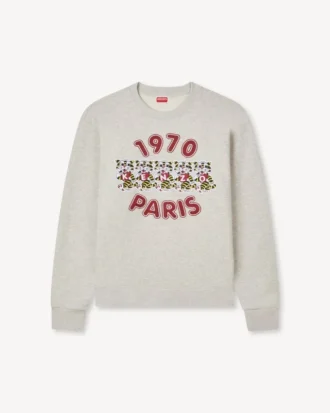 Broderad sweatshirt i bomull med ”Kenzo Wild Tiger”