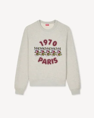 Broderad sweatshirt i bomull med ”Kenzo Wild Tiger”
