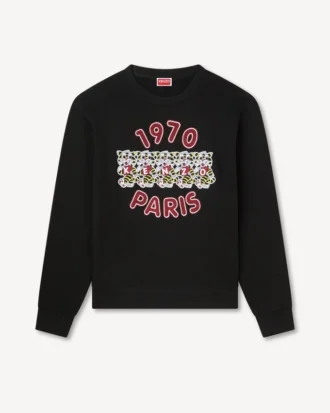 Broderad sweatshirt i bomull med ”Kenzo Wild Tiger”