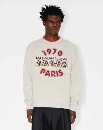 Broderad sweatshirt i bomull med ”Kenzo Wild Tiger”