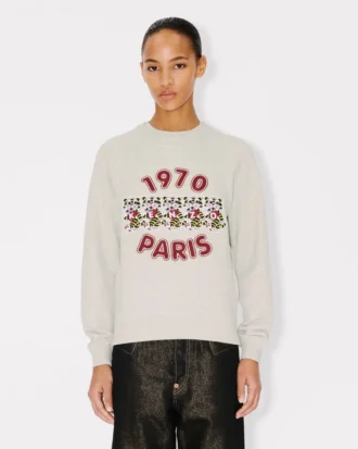 Broderad sweatshirt i bomull med ”Kenzo Wild Tiger”