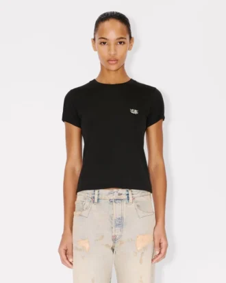 Broderad T-shirt i bomull med ”Kenzo Wild Tiger”