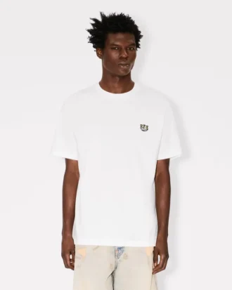 Broderad T-shirt i bomull med ”Kenzo Wild Tiger”