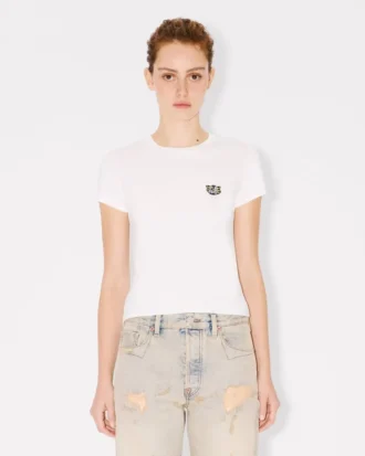 Broderad T-shirt i bomull med ”Kenzo Wild Tiger”