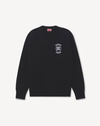 Broderad tröja i bomull med ’Kenzo Paris Emblem’