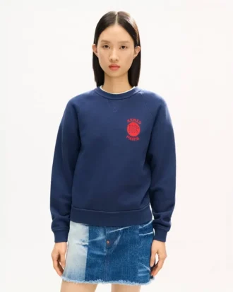 Broderad tröja i bomull med ”Kenzo Paris Emblem”