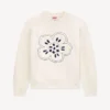 Broderad tröja i ull med ”Boke Flower”-motiv