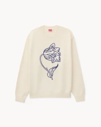 Broderad tröja ”Kenzo Tulip” i ull och bomull