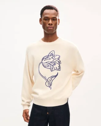 Broderad tröja ”Kenzo Tulip” i ull och bomull