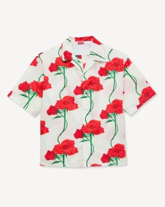 Kenzo Archive Rose’ hawaiisk kortärmad skjorta i bomull