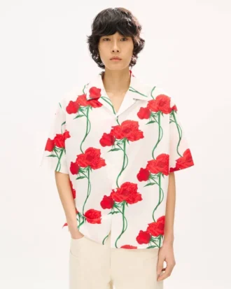 Kenzo Archive Rose’ hawaiisk kortärmad skjorta i bomull