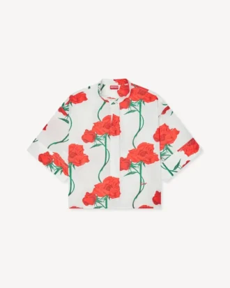 Kenzo Archive Rose kortärmad skjorta i bomullspoplin