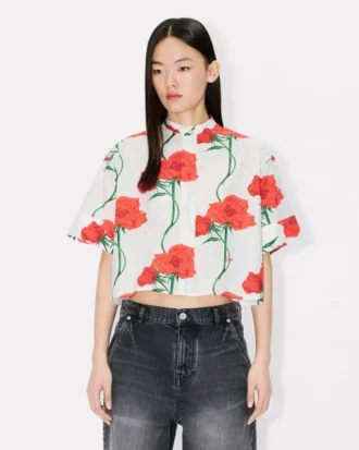 Kenzo Archive Rose kortärmad skjorta i bomullspoplin