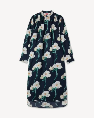 Kenzo Archive Rose’ Oversized plisserad långklänning i bomull och silke