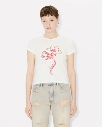 Kenzo Archive Rose’ T-shirt med konturtryck i bomull