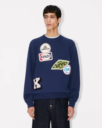 Kenzo Badges’ broderad tröja i bomullsull