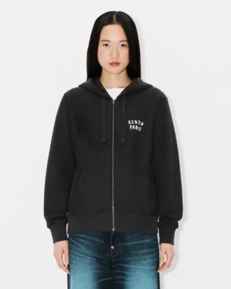 Kenzo Boke Heart’ broderad hoodie med dragkedja i bomull