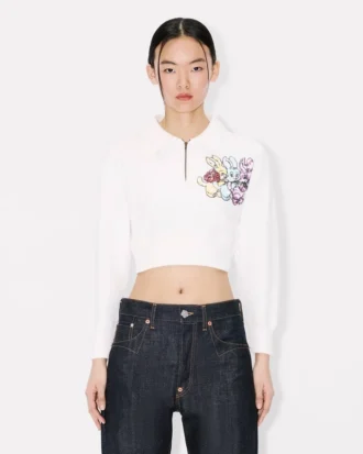 Kenzo Cartoon’ broderad kort polo-tröja i bomull Kenzo Cartoon’ broderad kort polo-tröja i bomull