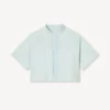 ”Kenzo Cartoon” broderad kortärmad skjorta i stone bleach-chambray ”Kenzo Cartoon” broderad kortärmad skjorta i stone bleach-chambray