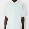 ”Kenzo Cartoon” broderad kortärmad skjorta i stone bleach-chambray ”Kenzo Cartoon” broderad kortärmad skjorta i stone bleach-chambray