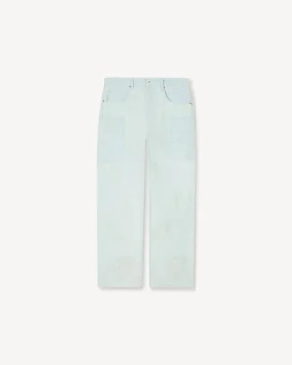 Kenzo Cartoon’ broderade Cargo Monkey Fit-jeans i Stone Bleach Chambray