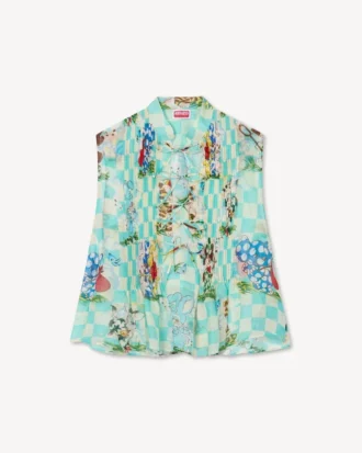 Kenzo Cartoon’ ärmlös topp i blandat silke och linne