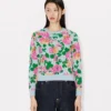 Kenzo-kofta med blommönster i bomullsull
