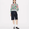 Kenzo-kofta med blommönster i bomullsull