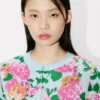 Kenzo-kofta med blommönster i bomullsull