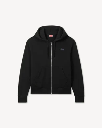 Kenzo Signature-broderad hoodie med dragkedja i bomull