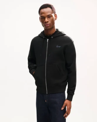Kenzo Signature-broderad hoodie med dragkedja i bomull