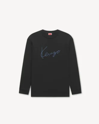 ”Kenzo Signature” broderad långärmad T-shirt i bomull