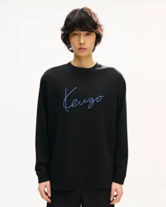 ”Kenzo Signature” broderad långärmad T-shirt i bomull